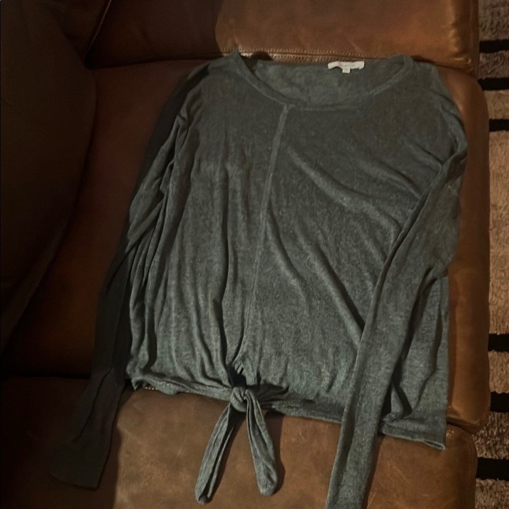 Madewell Green Tie Front Blouse